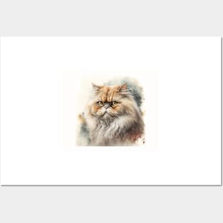 Persian Cat Watercolour Painting Posters and Art